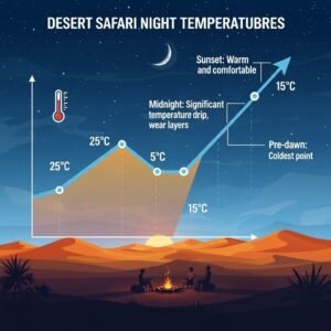 Read more about the article Desert Safari Night Temperature Patterns: Navigating the Surprising Chill of the Arabian Dunes