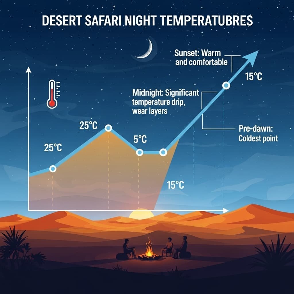 Read more about the article Desert Safari Night Temperature Patterns: Navigating the Surprising Chill of the Arabian Dunes