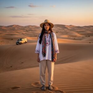 Read more about the article Desert Safari Outfits: Dressing for Comfort and Style in the Arabian Dunes